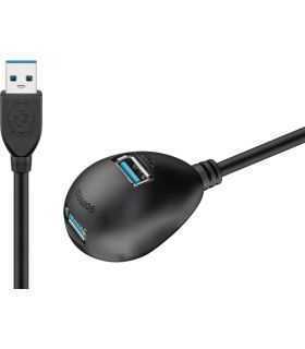 Cablu prelungitor USB 3.0 Hi-Speed la 2x USB 3.0 A mama 5Gbit/s cu picior de birou 1.5m Goobay