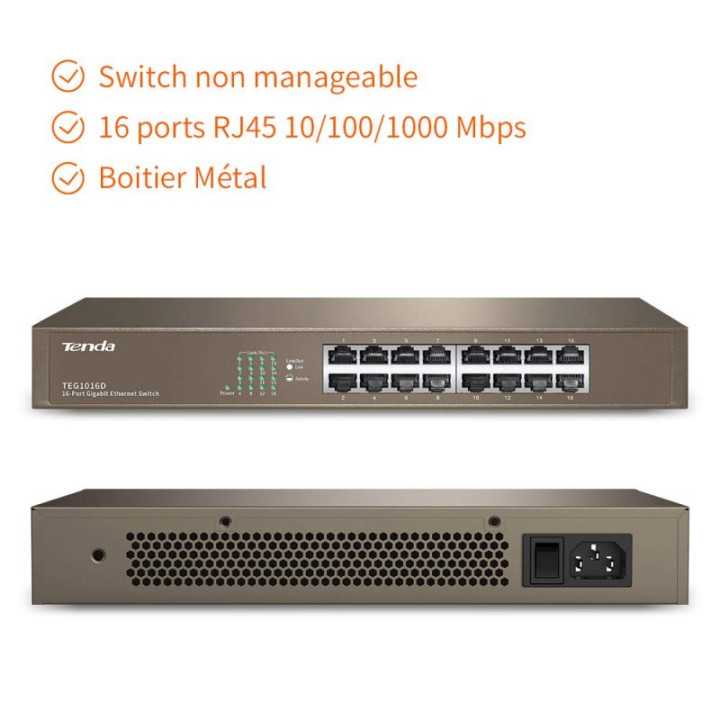 Switch Tenda TEG1016D 16 porturi Gigabit desktop sau montabil in rack