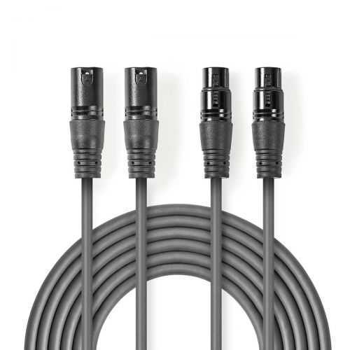 Cablu XLR Nedis XLR 2x 3-Pin tata - 2x XLR 3-Pin mama 5m gri