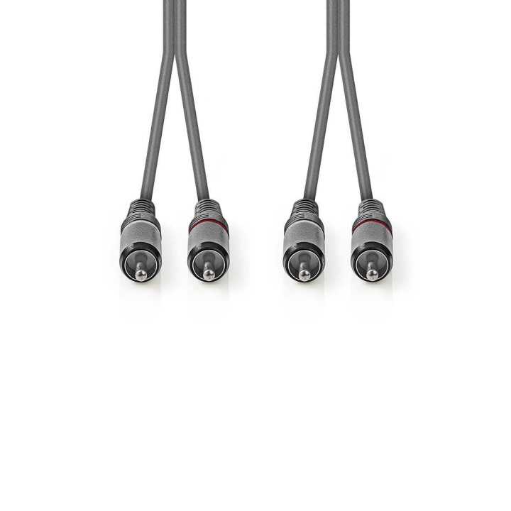 Cablu audio stereo 2x RCA tata - 2x RCA tata 5m gri Nedis