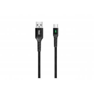 Cablu de date si incarcare USB Type C 1m Well indicator incarcare 3A negru