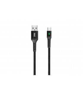 Cablu de date si incarcare USB Type C 1m Well indicator incarcare 3A negru