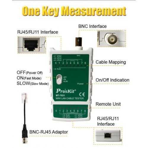 Mini tester pentru cablu BNC si retea RJ45 Pro`sKit