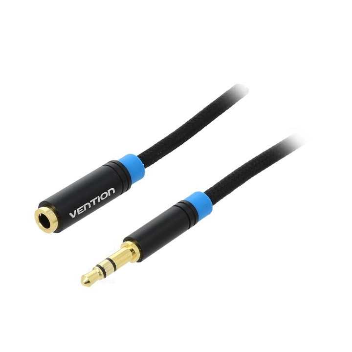 Cablu 5m Jack 3.5 mm 3pin mama - Jack 3.5 mm 3pin tata negru VENTION VAB-B06-B500-M