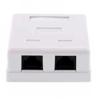 Priza dubla UTP CAT5 conector neecranat pe tencuiala Well