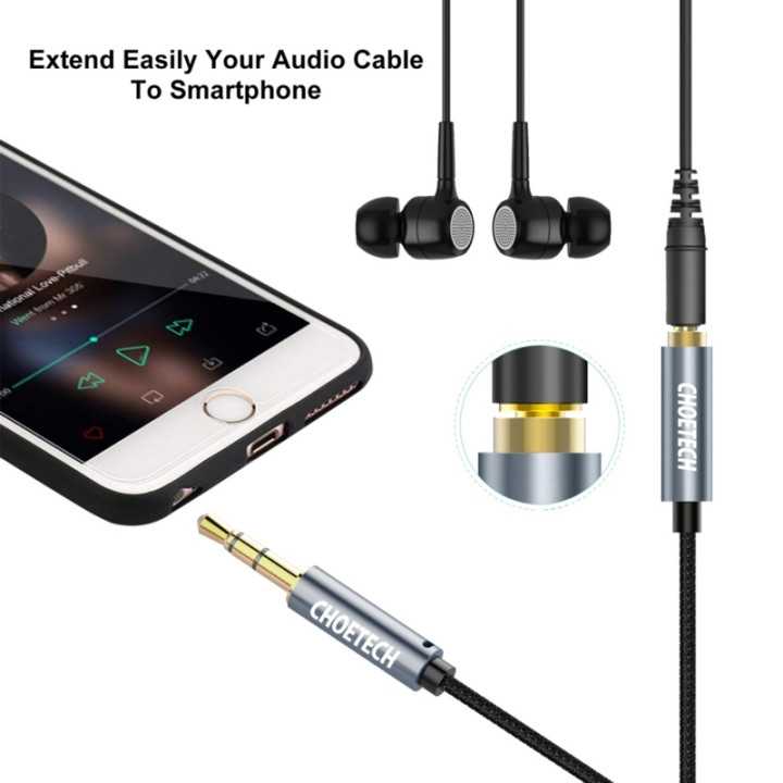 Cablu audio jack stereo Choetech AUX002 3.5 mm tata - 3.5 mm tata 1.2m negru