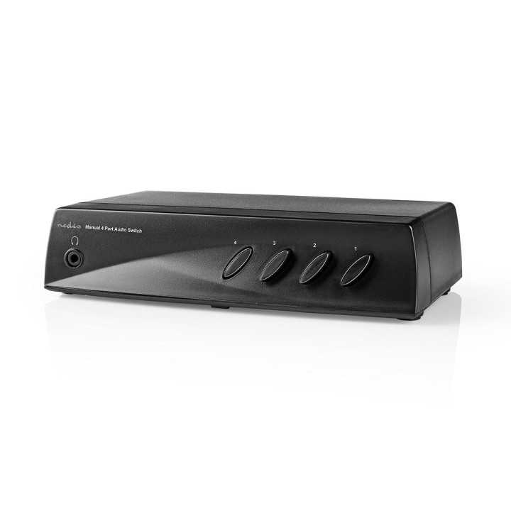 Comutator audio analogic Nedis 4x (2x RCA Stereo mama) - 1x RCA Stereo mama +iesire casti negru