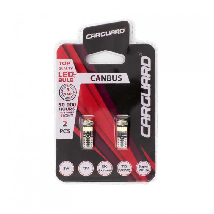 Set becuri LED auto W5W T10 3W 6500K 150lm 12V pentru interior/portbagaj CARGUARD