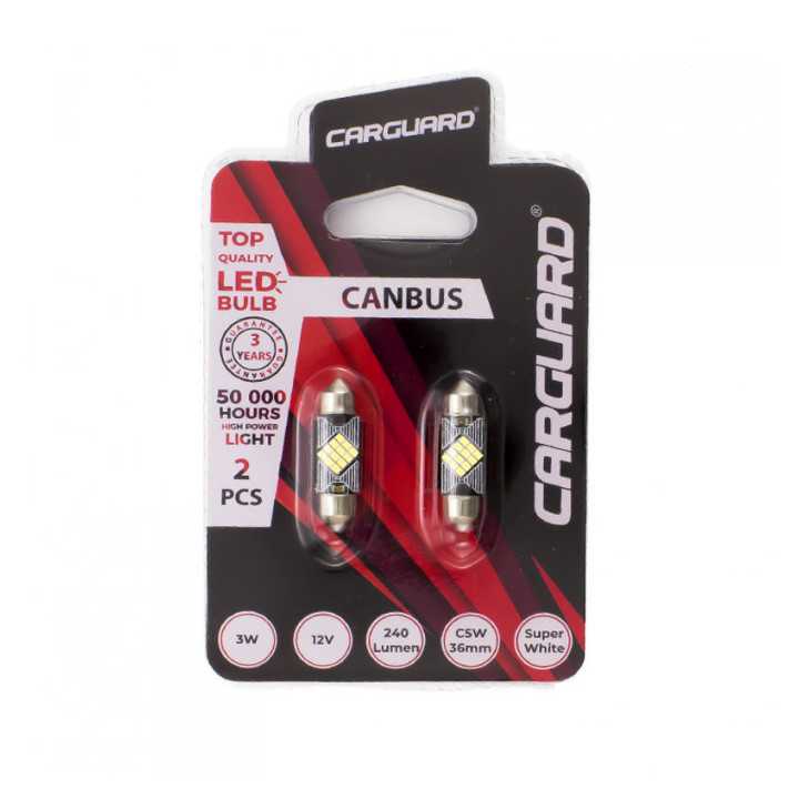 Set LED auto 41mm C5W si C10W pentru interior / portbagaj 12V 3W 240lm alb Canbus 2buc CarGuard