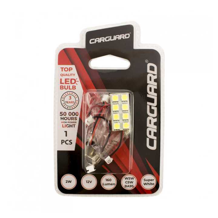 Placa LED SMD 30x15 mm 12V SMD5050 3W lumina alba 160lm inclus adaptoare W5W C5W BA9S CarGuard
