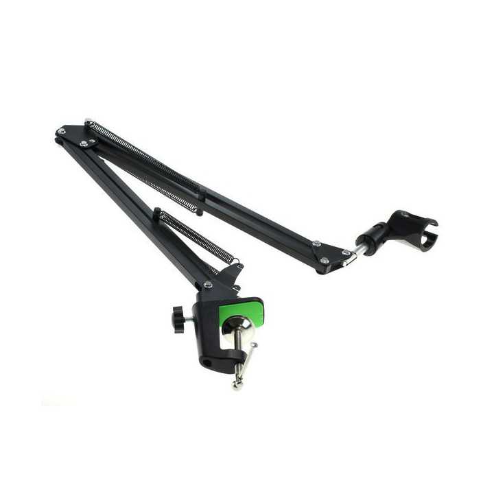 Stand pentru microfon montabil pe masa cu dublu brat