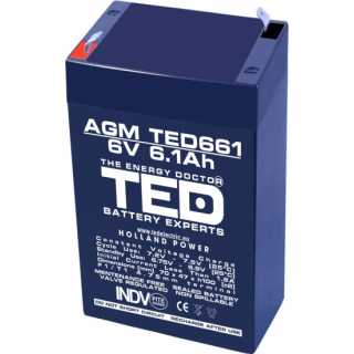 Acumulator AGM VRLA 6V 6.1A 70mm x 48mm x h 101mm F1 TED Battery Expert Holland