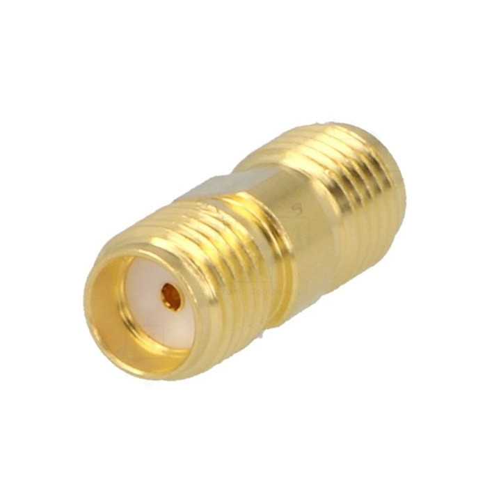 Adaptor SMA mama din ambele parti drept 50 ohm teflon aurit Amphenol SMA7071A2-3GT50T-50