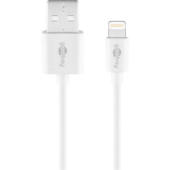 Incarcator dual Apple Lightning USB 2.4A 12W 1m alb Goobay