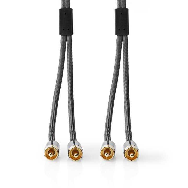 Cablu audio stereo 2x RCA tata - 2x RCA tata 1m gri Nedis