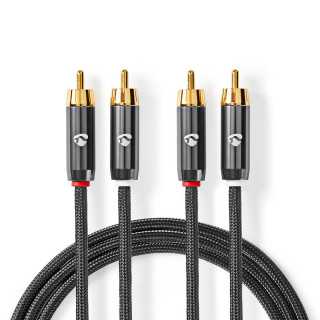 Cablu audio stereo 2x RCA tata - 2x RCA tata 1m gri Nedis