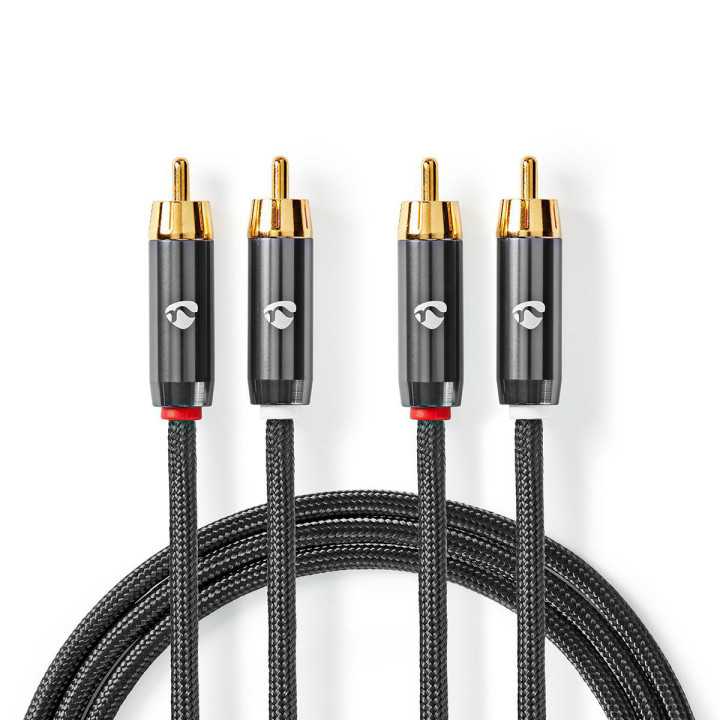 Cablu audio stereo 2x RCA tata - 2x RCA tata 1m gri Nedis