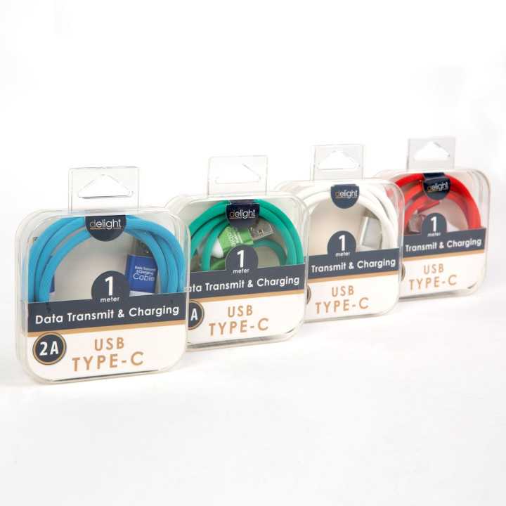 Cablu de date USB Type C invelis siliconic 4 culori 1m 55436 Delight