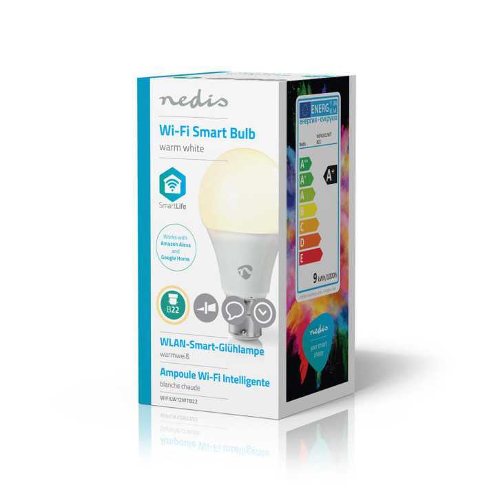 Bec LED Smart WiFi B22 800lm alb cald 2700K Nedis