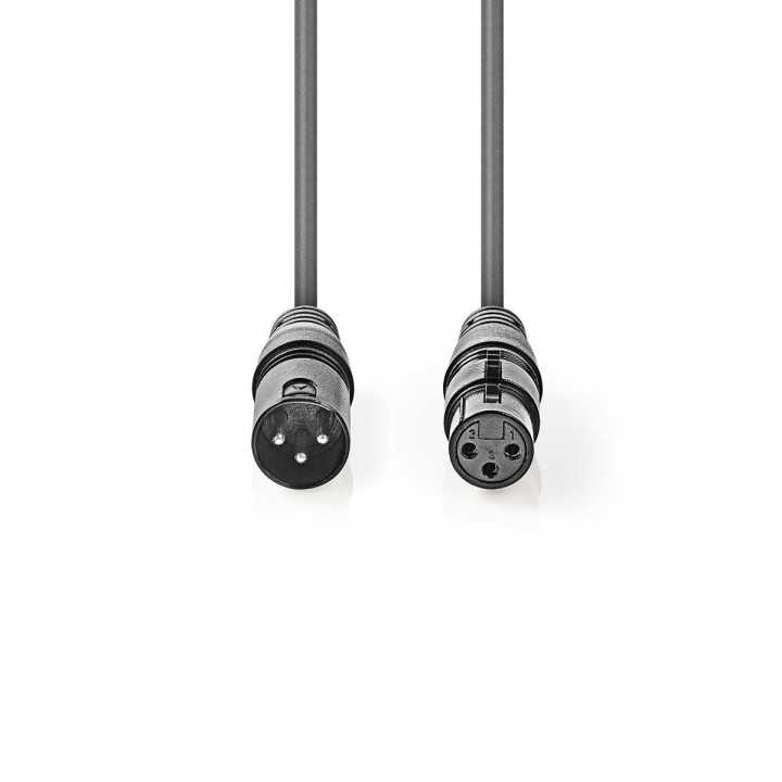 Cablu audio XLR 3-Pini tata - XLR 3-Pini mama Balansat 0.5m GrI NEDIS