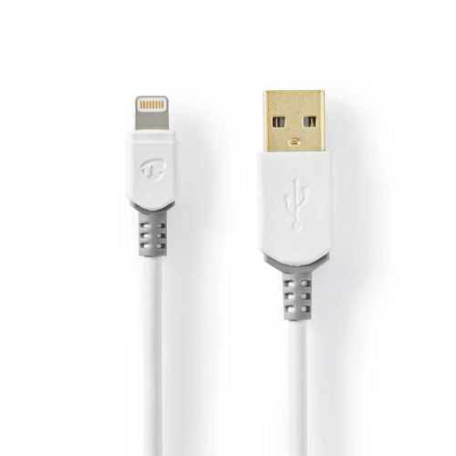Cablu Apple Lightning 8-Pin - USB-A Gold Plated 1m Round PVC White/Grey Window Box NEDIS