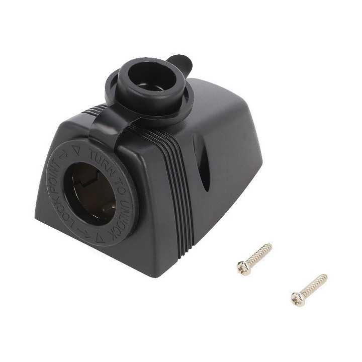 Adaptor aplicat 1x soclu bricheta auto negru SCI A13-142HS