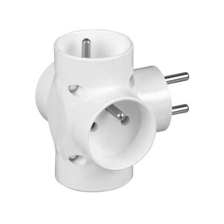 R-47 Conector AC supply splitter Layout 2P Type round white TIMEX-ELEKTRO