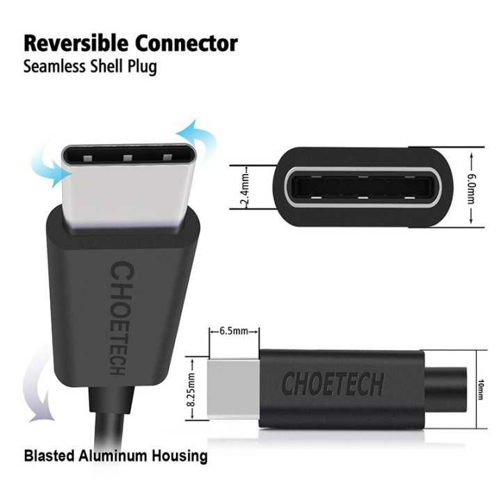 Cablu USB-A - USB TYPE C 3m 2.4A negru Choetech AC0004
