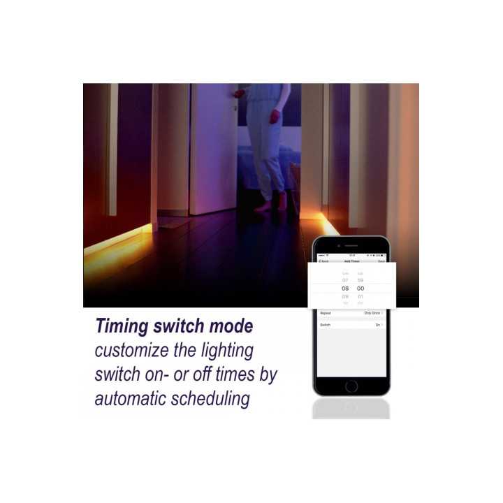 Set Banda LED Smart WiFi Woox R5093 5m RGB color + Alb cald 24W (150buc x 0.16W)