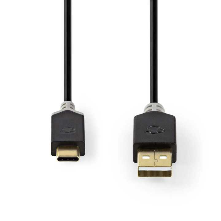 Cablu USB type C 2.0 tata - USB A tata 1m aurit antracit Nedis