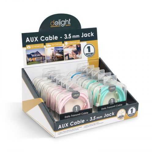 Cablu AUXILIAR Jack 3.5 mm metal tata-tata 1m textil Delight