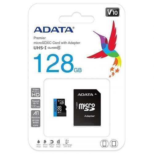 Micro SD CARD 128GB CLASS 10 ADATA cu adaptor SD AUSDX128GUICL10A1-RA1
