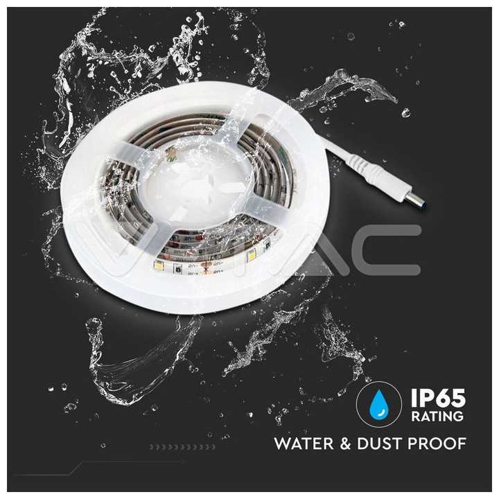 Banda LED 2835 2.4W 1m 4000K cu senzor de miscare si alimentare baterii 4x AAA V-TAC