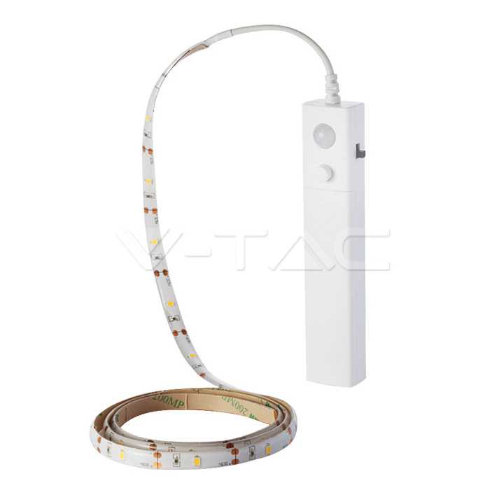 Banda LED 2835 2.4W 1m 2700K cu senzor de miscare si alimentare baterii 4x AAA V-TAC