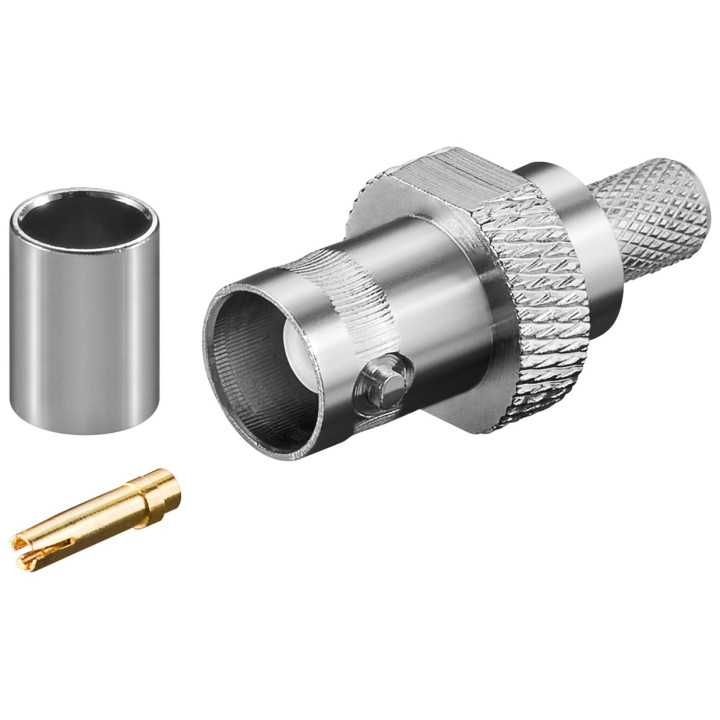 Cuplaj crimp mufa tata BNC pentru cablu RG59/U 50 ohm cu pin de aur Goobay
