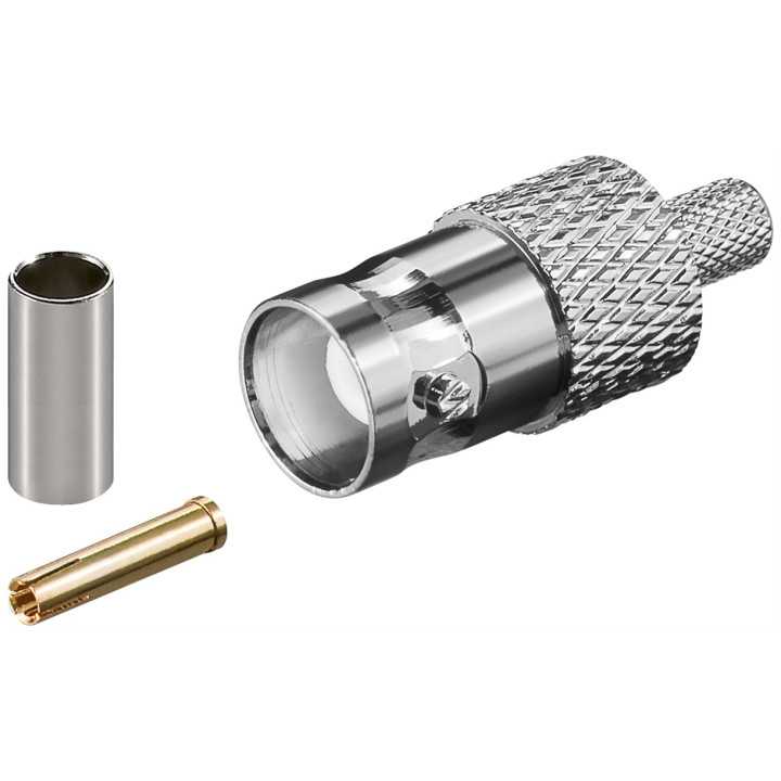 Cuplaj crimp mufa BNC tata pentru cablu RG58/U cu pin de aur 50 ohm Goobay