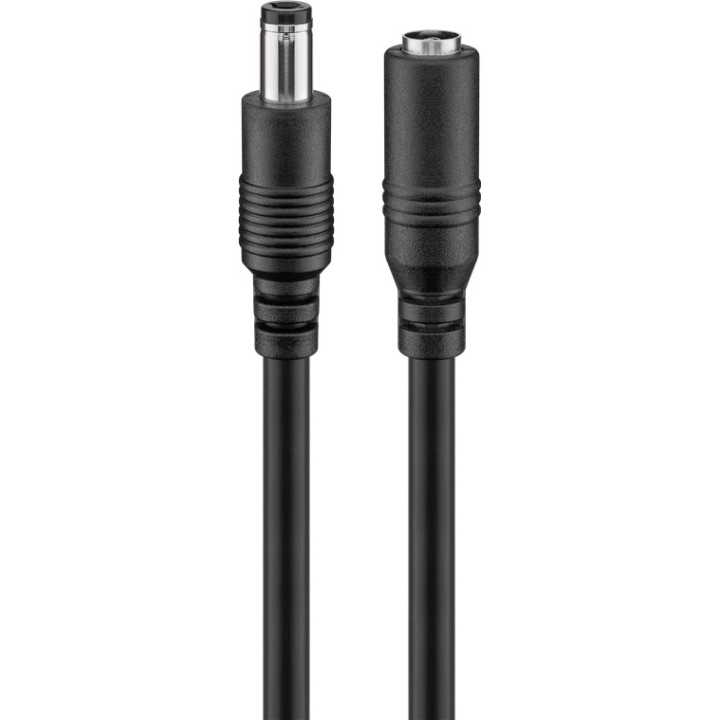 Cablu de extensie alimentare DC 5.5 x 2.5 mm mama-tata 10m cupru 0.5mm negru Goobay