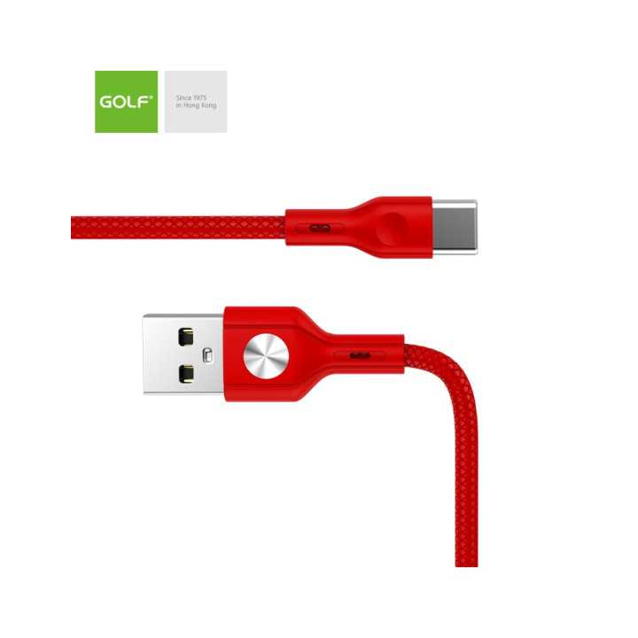 Cablu USB la USB Type C Golf CD Leather 3A rosu 1m GC-60t
