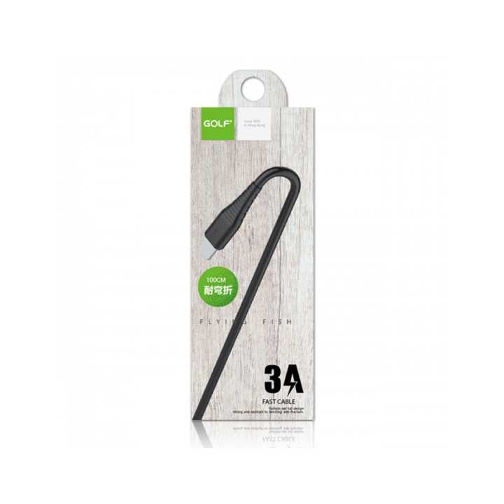 Cablu USB la micro USB Golf Flying Fish Fast Cable 3A negru 1m GC-64m