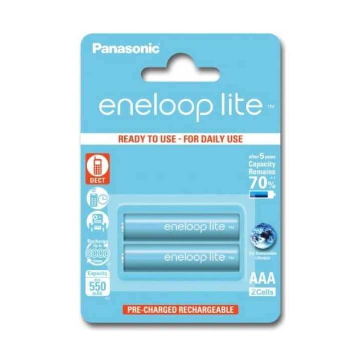 Set acumulatori Eneloop Ni-MH 2x AAA(R3) 550mA lite Power 2buc BK-4LCCE/2BE