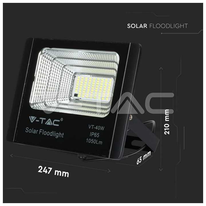 Reflector LED 16W 6000K 1050lm cu incarcare solara V-TAC