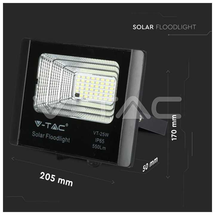 Reflector LED 12W 6000K 550lm cu incarcare solara V-TAC