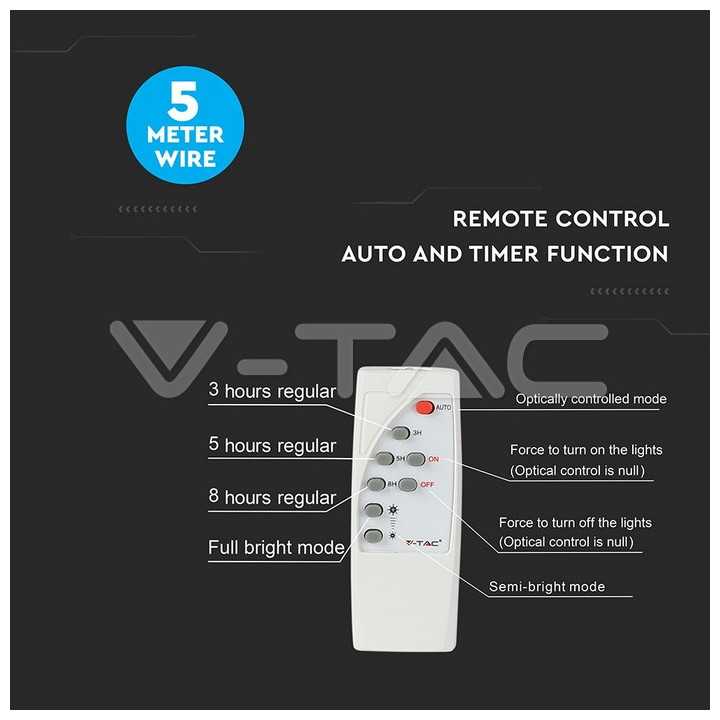 Reflector LED 12W 6000K 550lm cu incarcare solara V-TAC