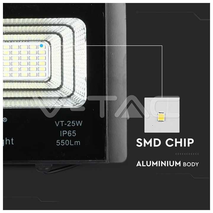 Reflector LED 12W 6000K 550lm cu incarcare solara V-TAC