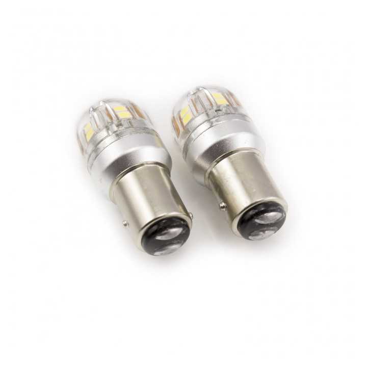 Set becuri LED auto frana P21/5W BA15D dublu filament 12-24V 880lm 15x2835SMD alb Canbus CARGUARD 2buc
