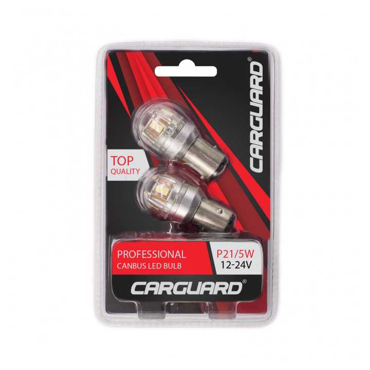 Set becuri LED auto frana P21/5W BA15D dublu filament 12-24V 880lm 15x2835SMD alb Canbus CARGUARD 2buc