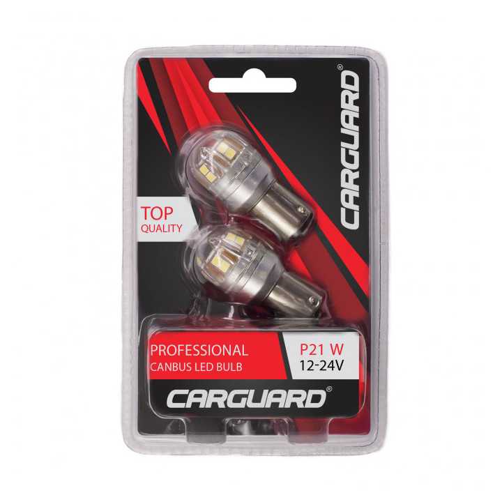 Set becuri LED auto P21W BA15S 12-24V 15x2835SMD 880lm alb Canbus CARGUARD 2buc