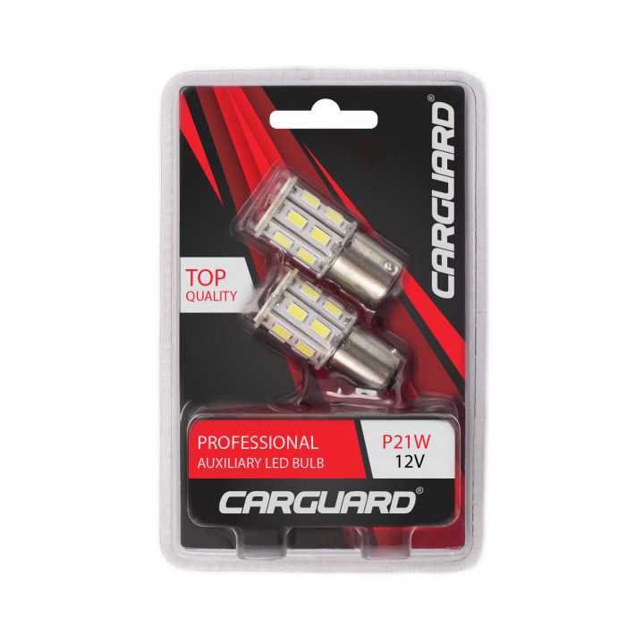 Set becuri LED auto P21W BA15S 12V 500lm 20X5730SMD alb CARGUARD 2buc