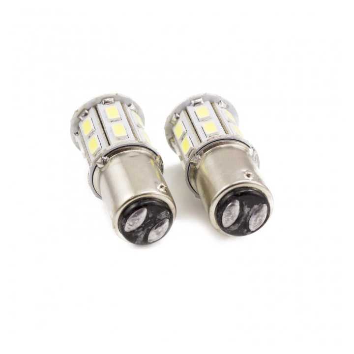 Set becuri LED auto de frana 12V P21/5W BA15D dublu filament 20x5730SMD alb 500lm CARGUARD 2buc
