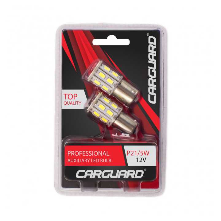 Set becuri LED auto de frana 12V P21/5W BA15D dublu filament 20x5730SMD alb 500lm CARGUARD 2buc